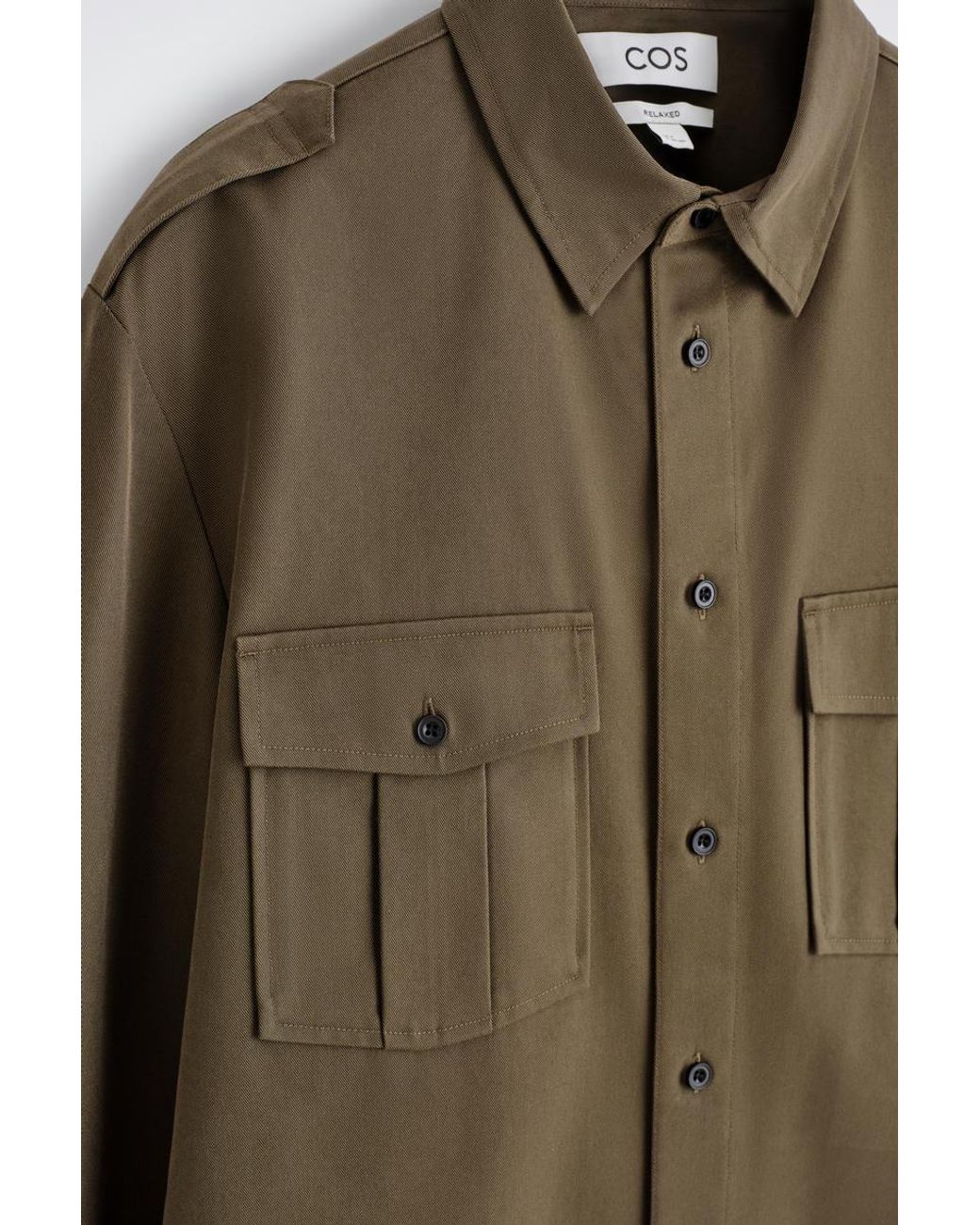 COS Green Epaulette-Detail Cotton Shirt for men