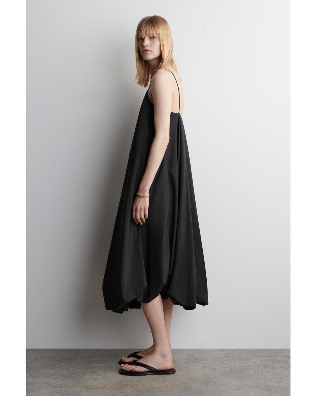 COS Bubble-Hem Midi Dress in Black | Lyst
