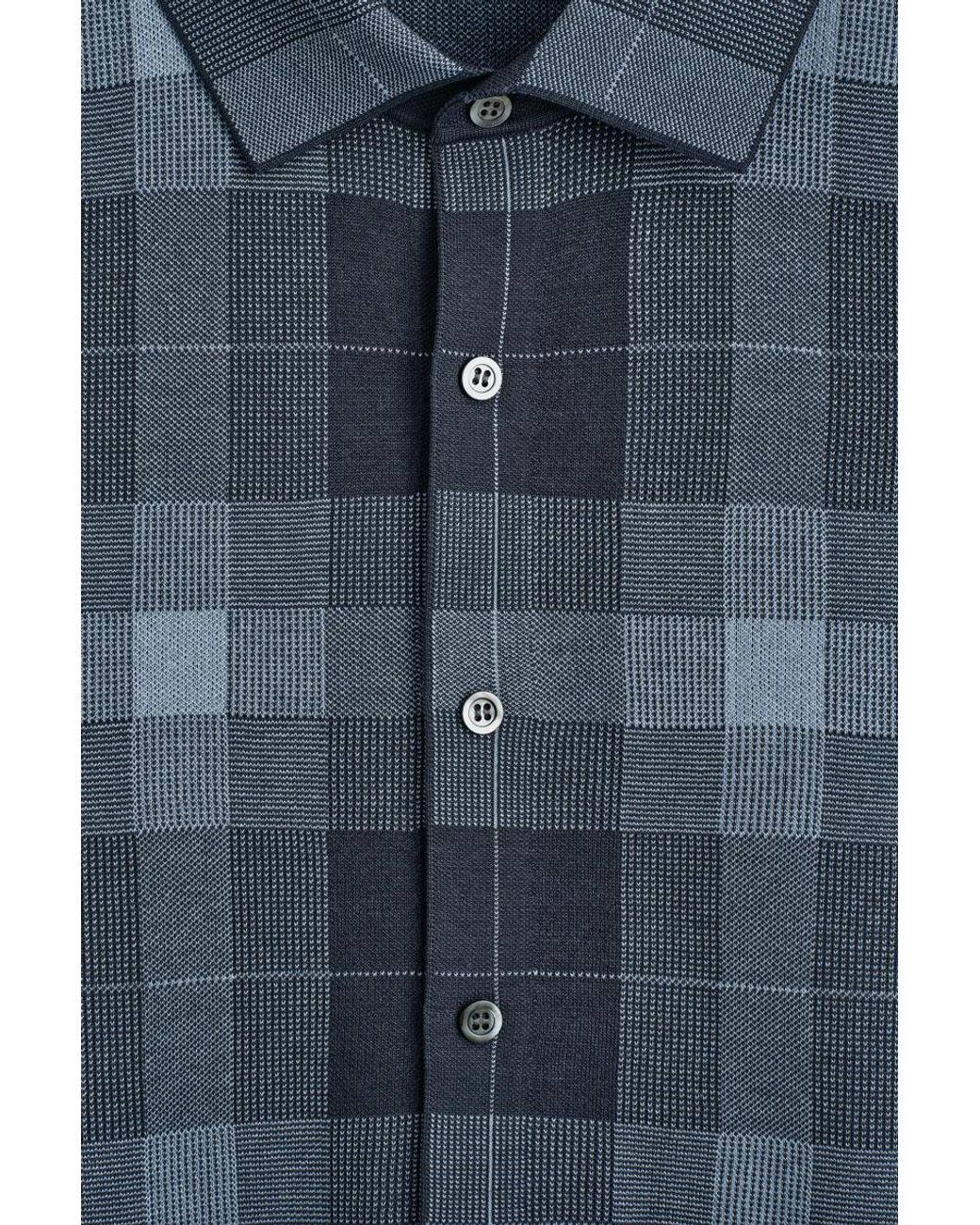 COS Blue Relaxed Knitted Cotton Shirt for men