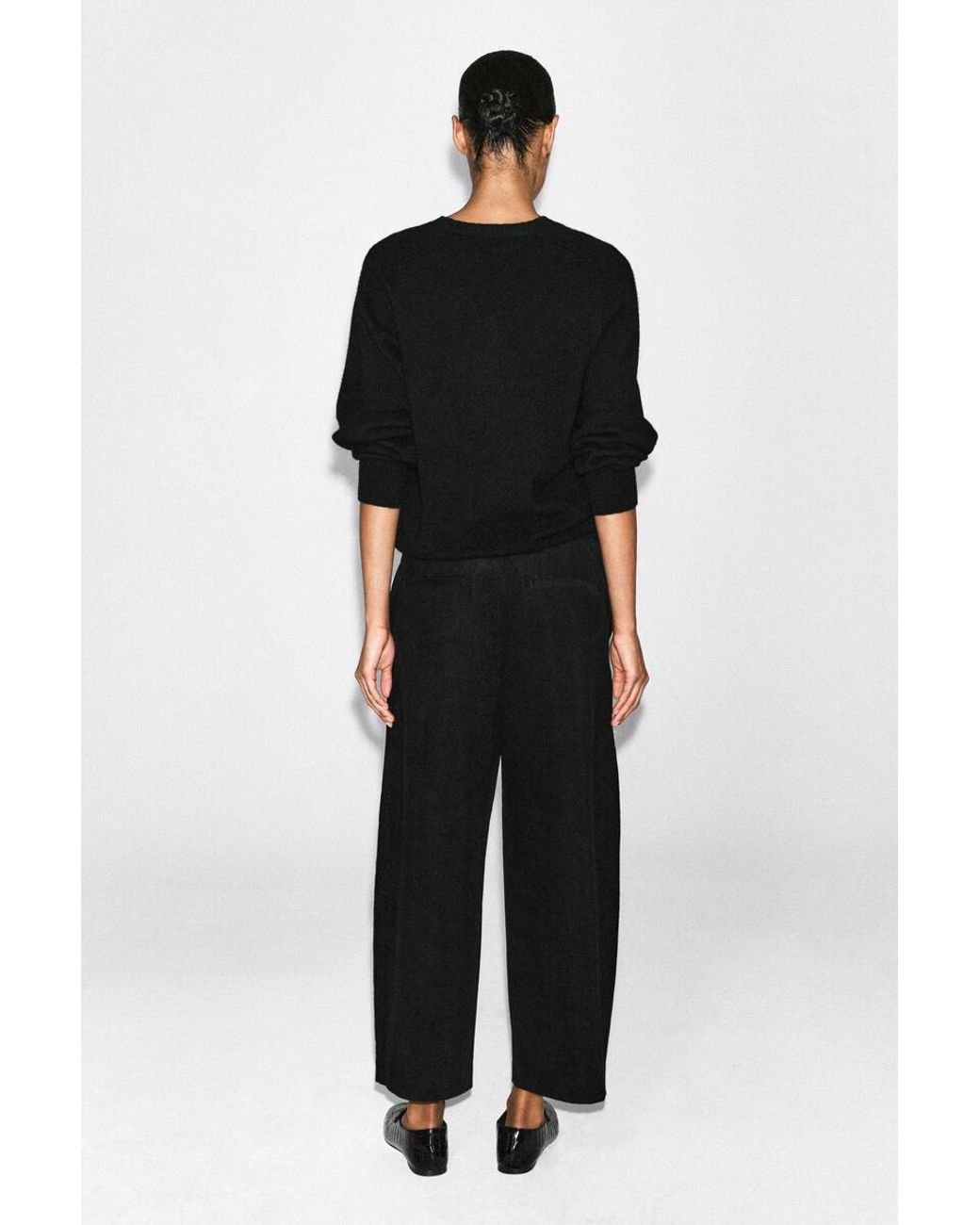 COS Black Corduroy Barrel-Leg Pants