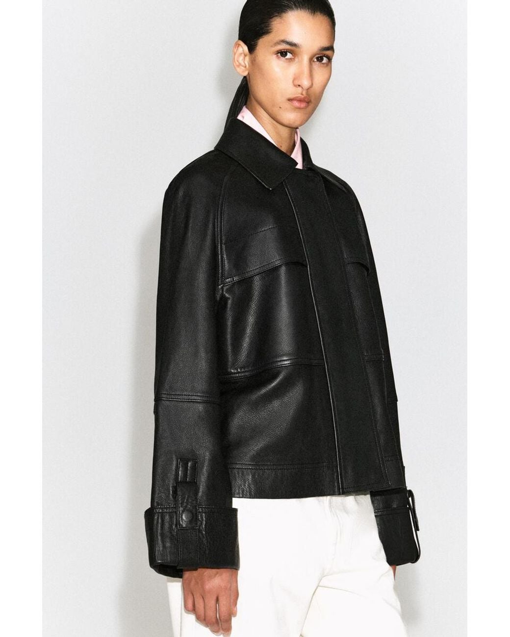 COS Black Leather Workwear Jacket