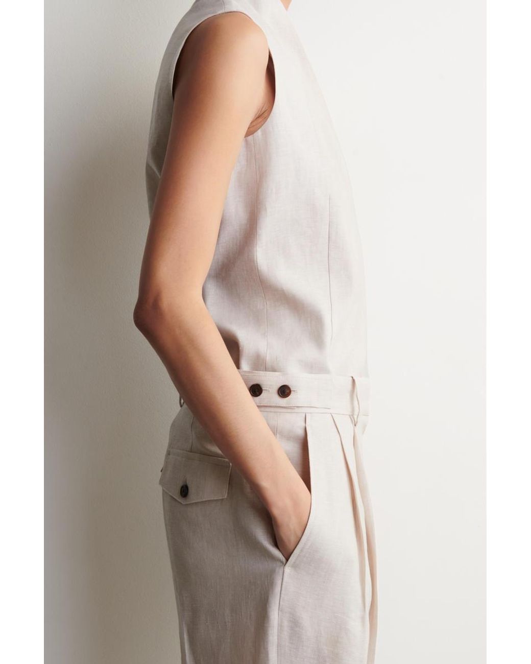 COS White Tailored Linen Tulip Pants