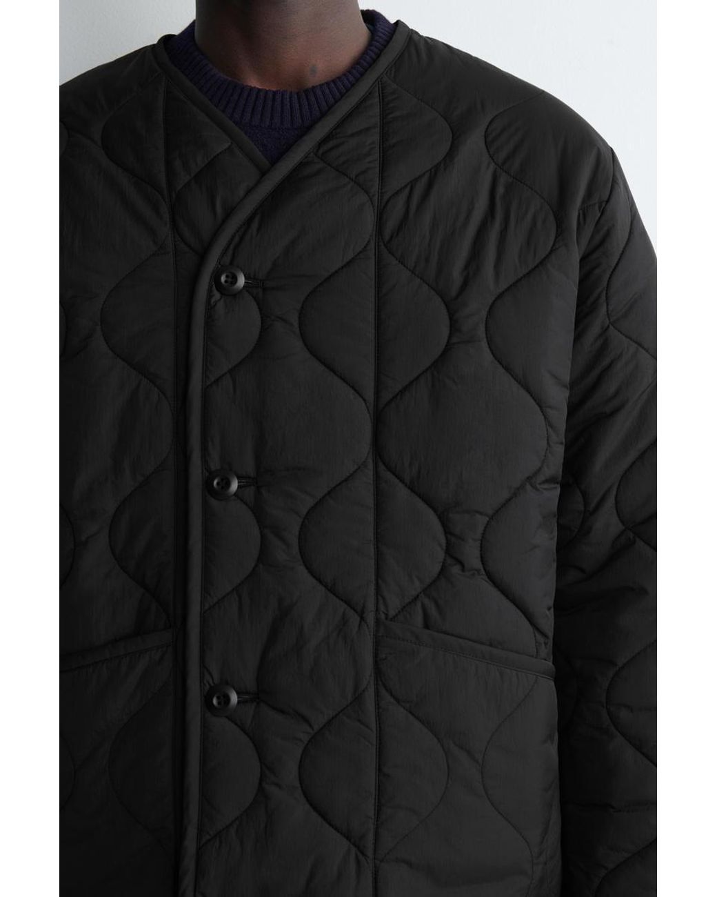 COS Black Reversible Quilted Jacket for men