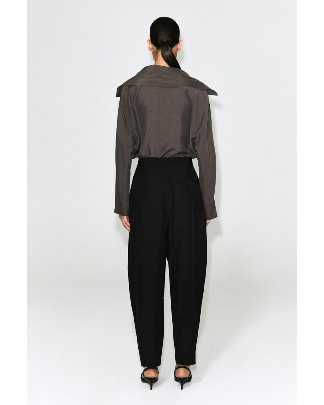 COS Black Pleated Balloon-Leg Trousers