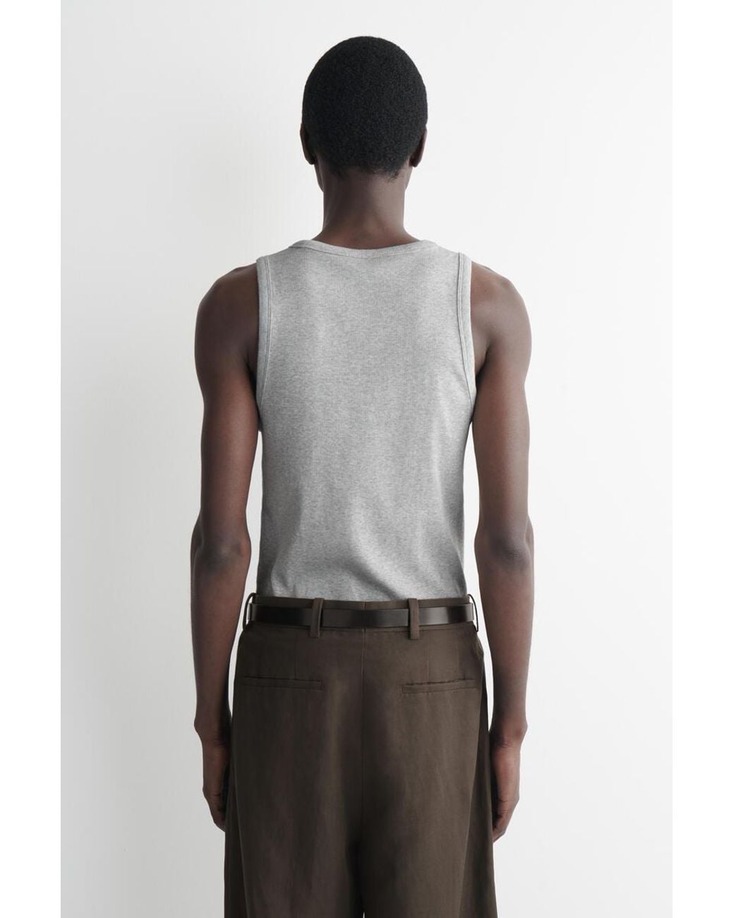 COS Gray Slim Ribbed Cotton Tank Top for men
