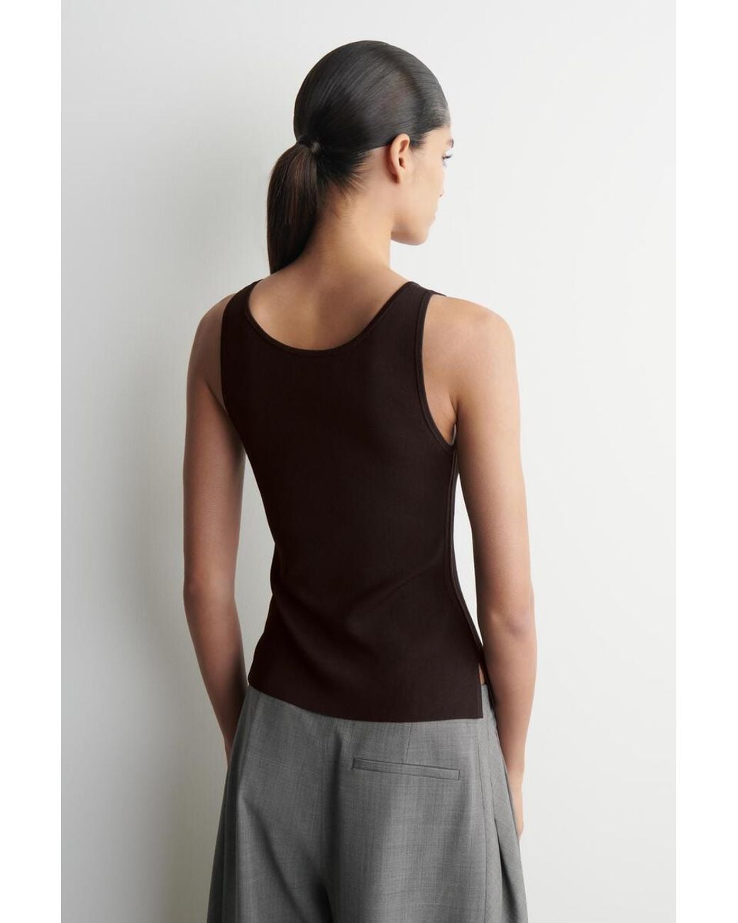 COS Black Knitted Scoop-Neck Tank Top