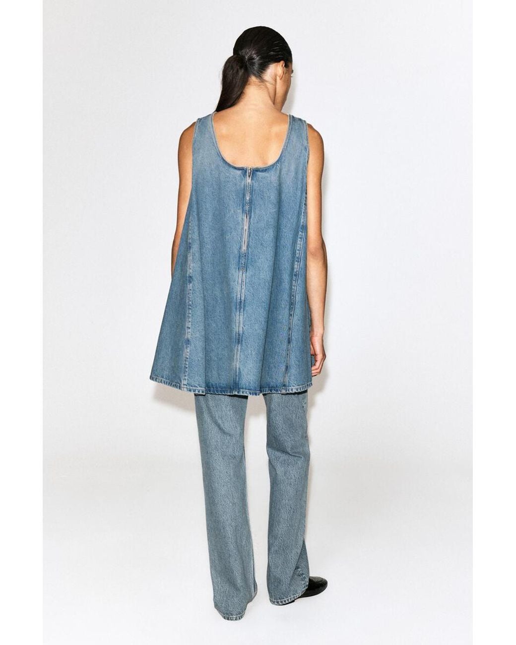COS Blue Denim A-Line Mini Dress
