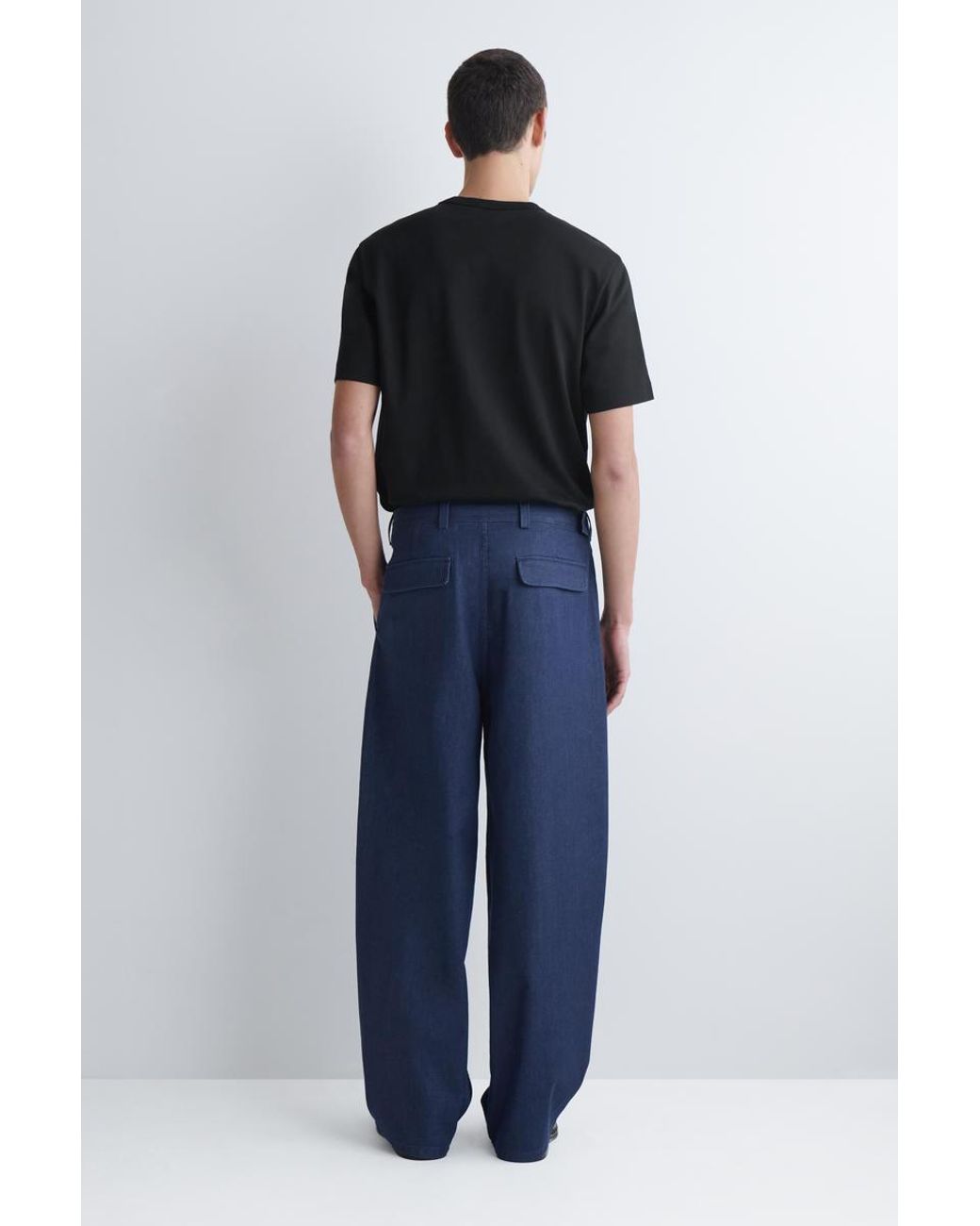 COS Blue Belted Denim Relaxed-Fit Barrel-Leg Pants for men