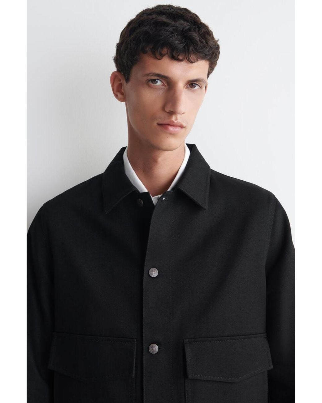 COS Black Raw Selvedge Denim Jacket for men