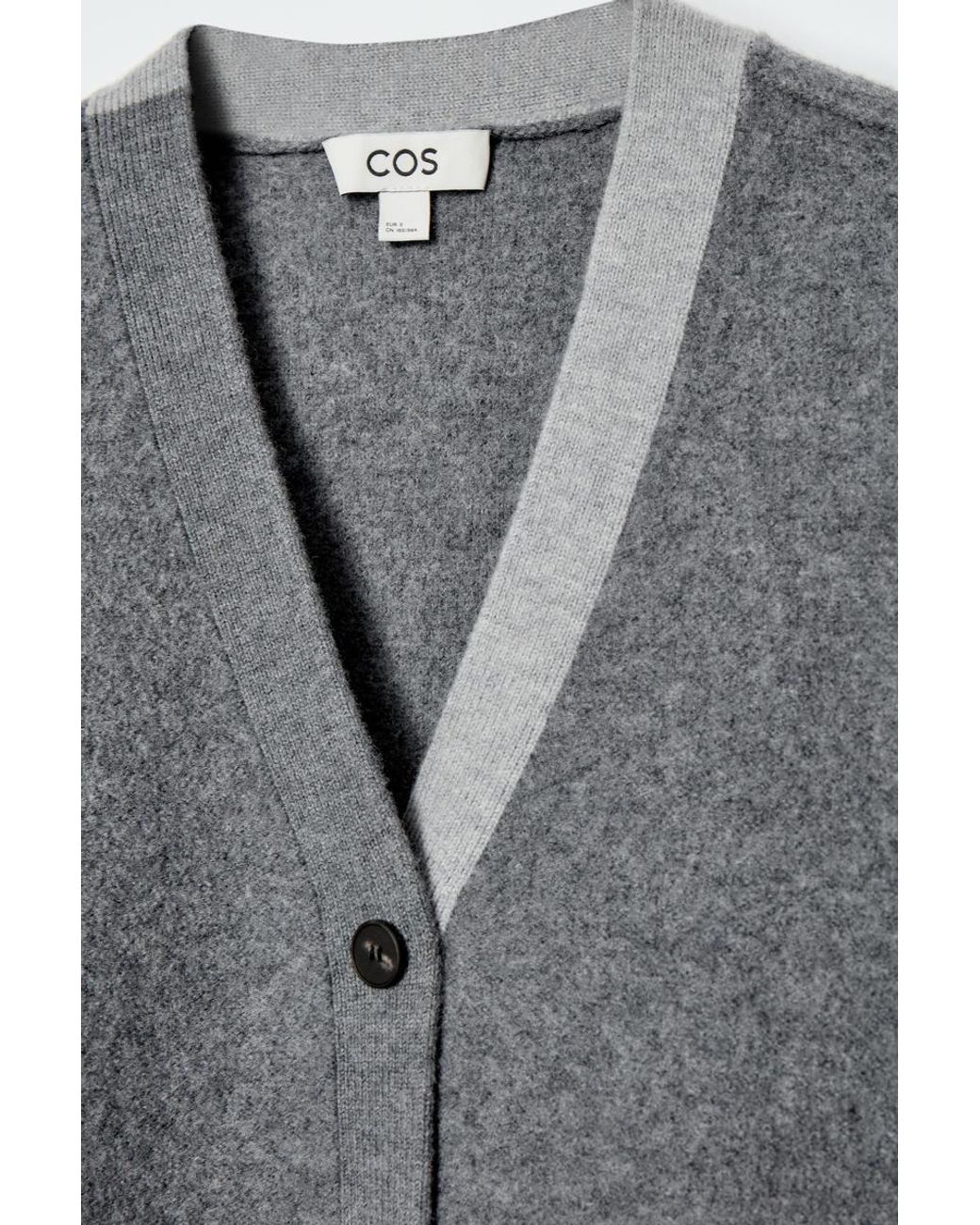 COS Color-block Wool V-neck Cardigan in Gray | Lyst