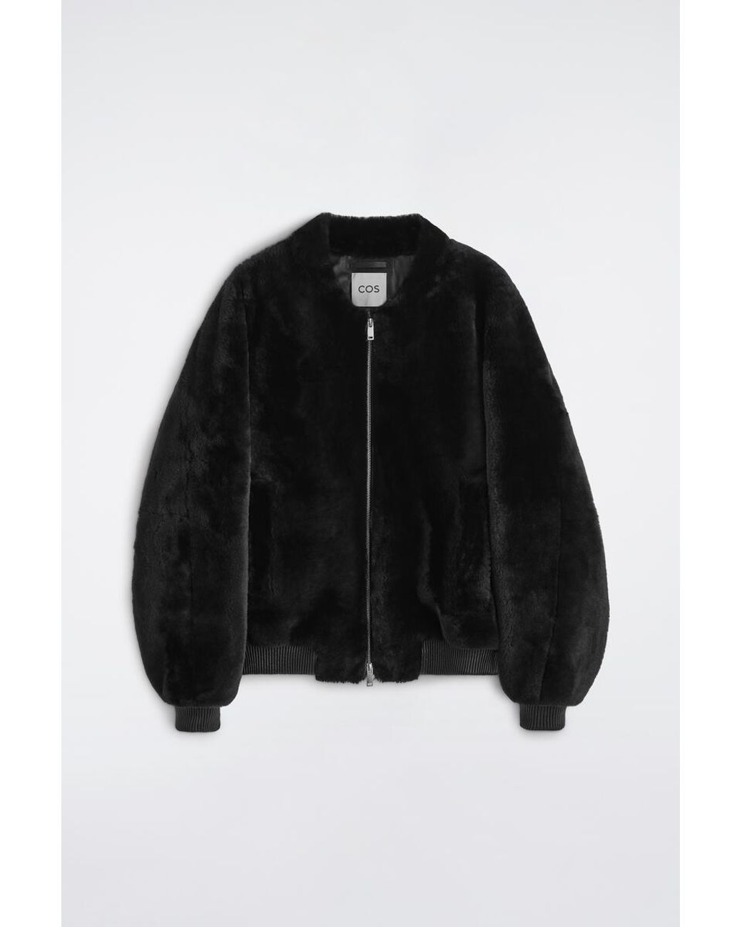 COS Black Padded Shearling Bomber Jacket for men