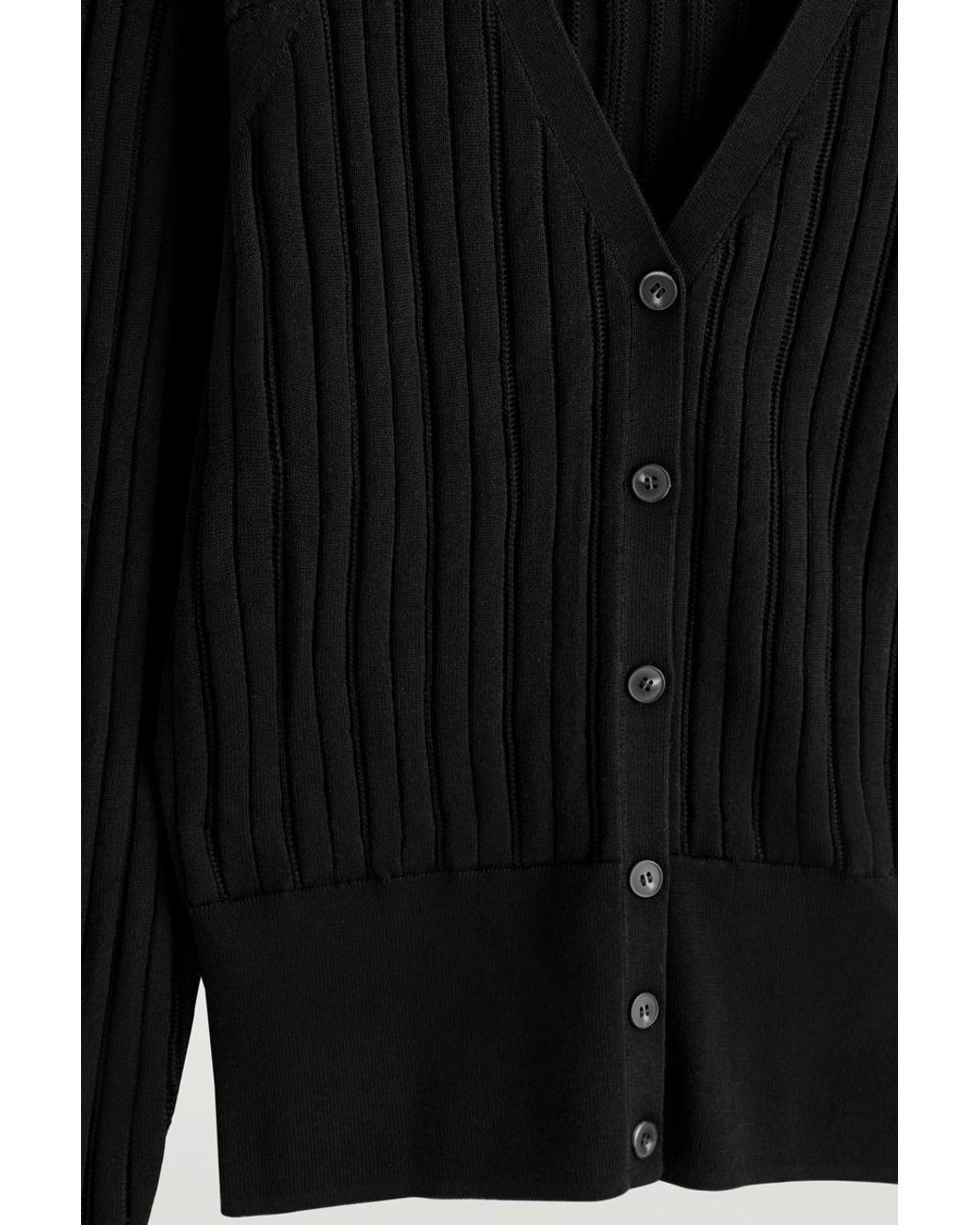 COS Black Pointelle-Knit Cotton Cardigan