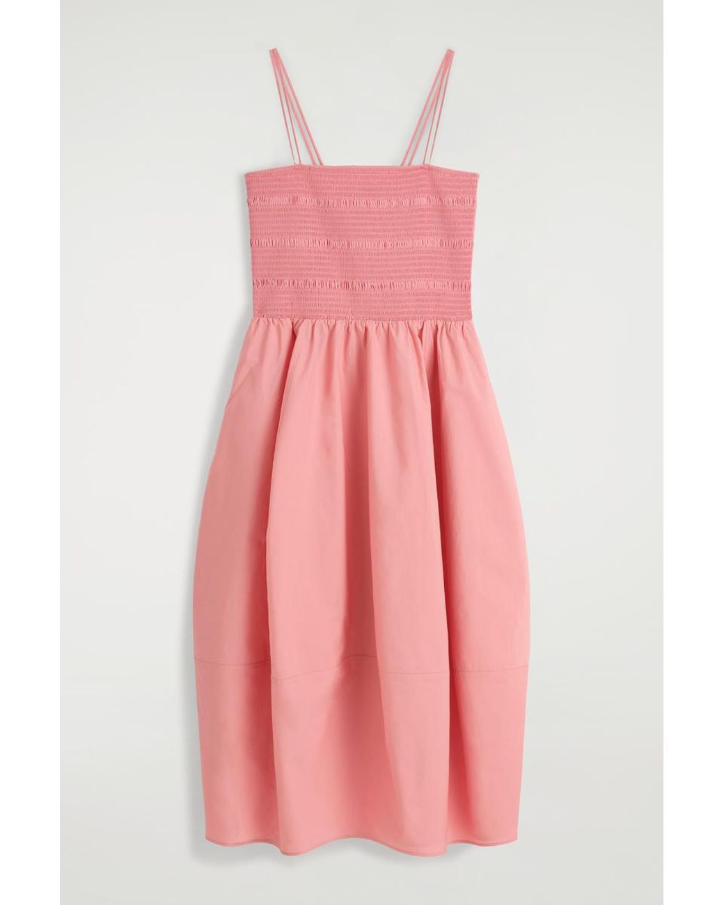 COS Pink Smocked Midi Dress