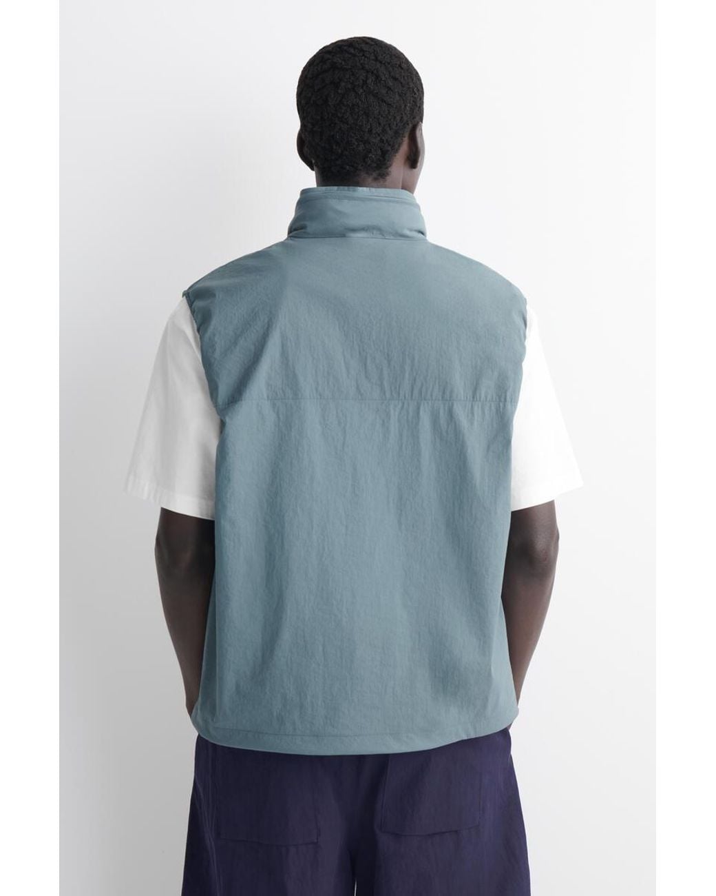 COS Blue Technical Water-Resistant Nylon Vest for men