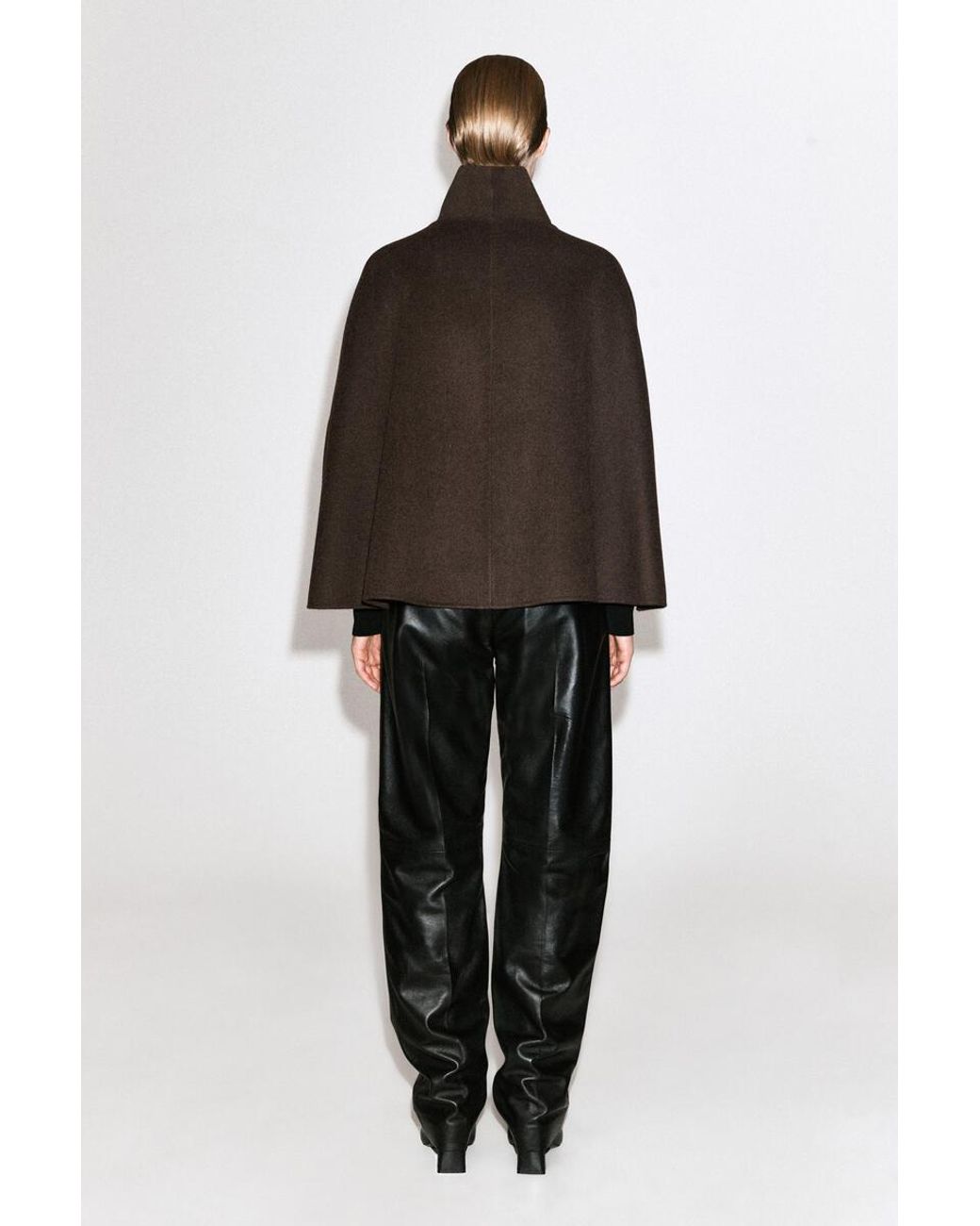 COS Brown Shawl-Collar Double-Faced Wool Cape