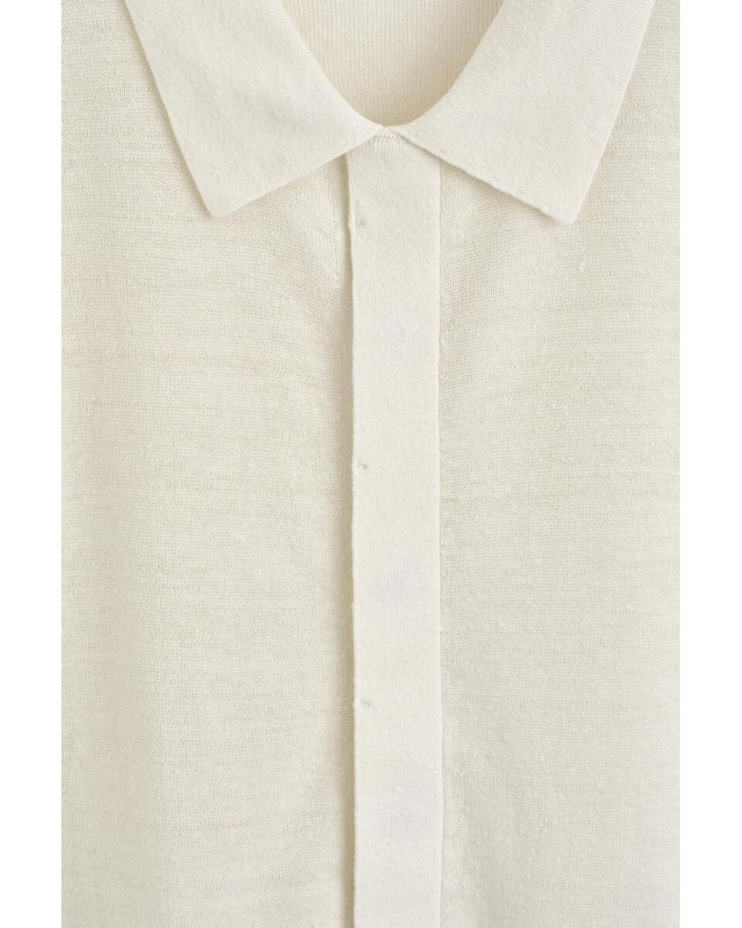 COS White Textured Knitted Linen Shirt for men