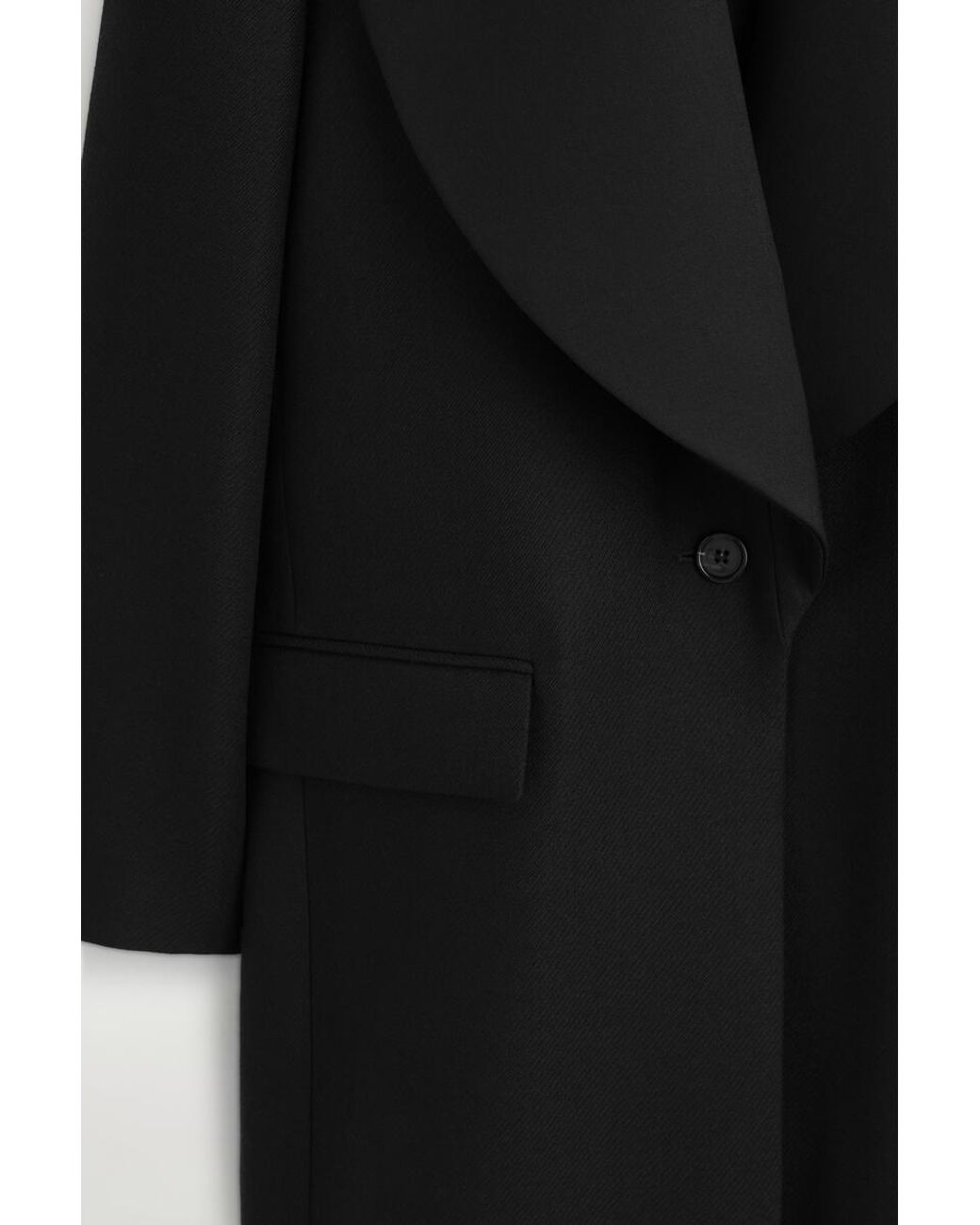 COS Black Tailored Draped Wool-Blend Long Coat