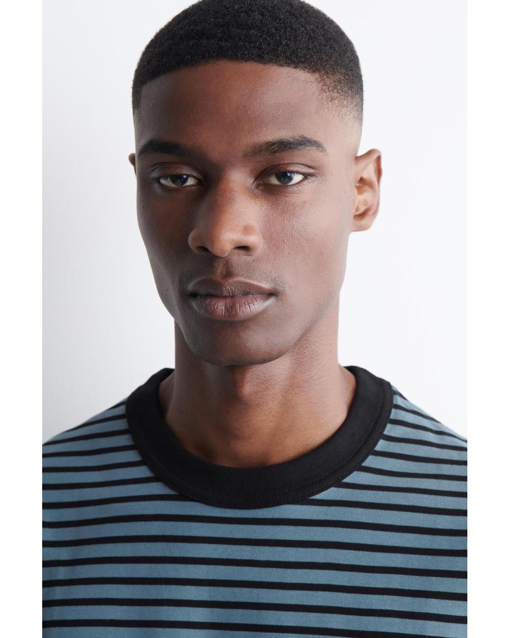 COS Blue Interlock Cotton Crew-Neck T-Shirt for men