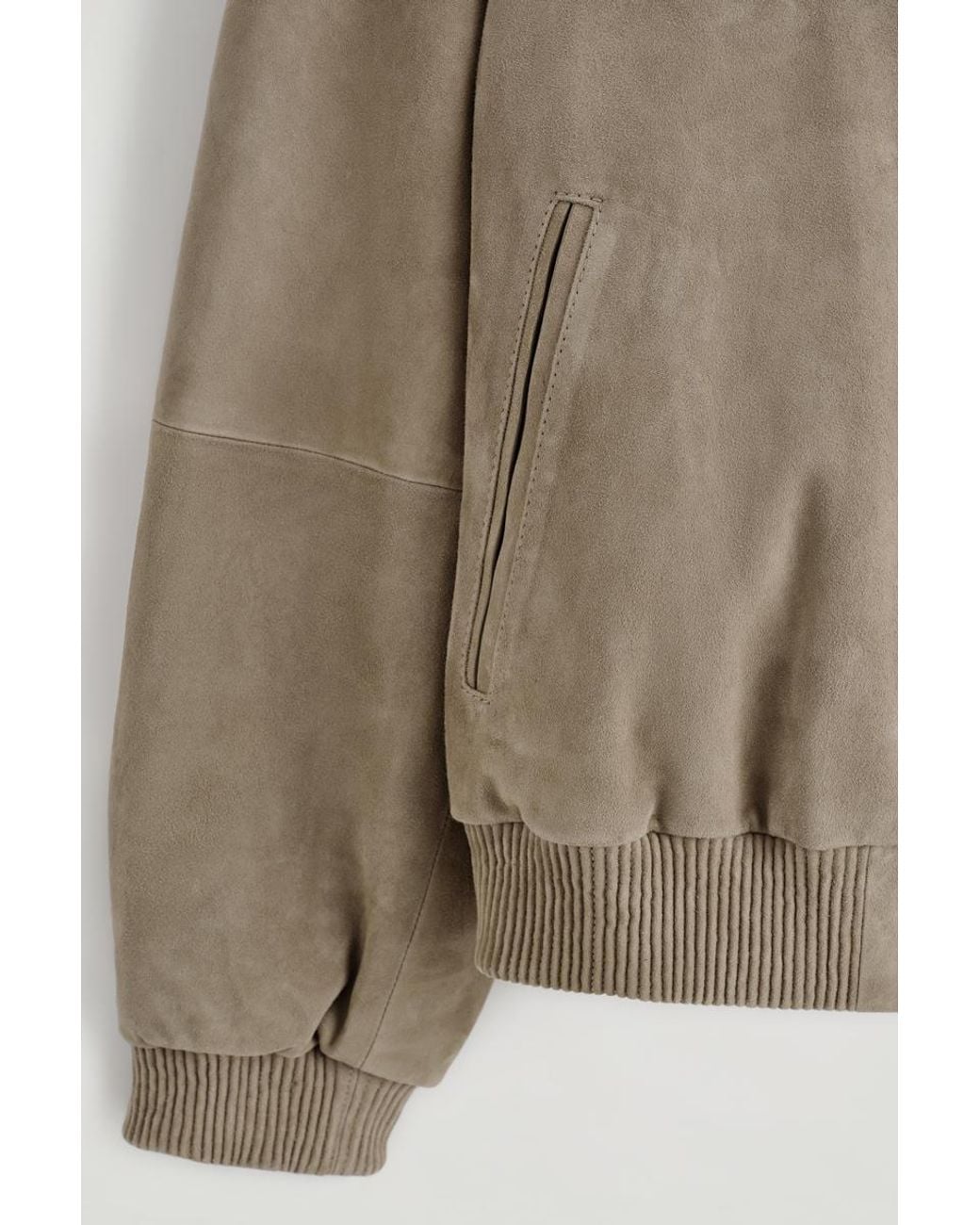 COS Natural Shawl-Collar Suede Bomber Jacket