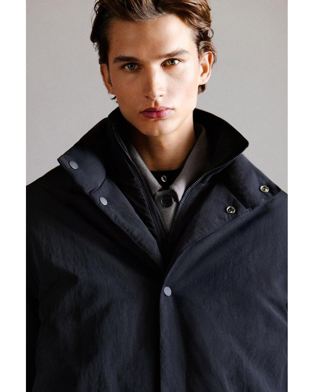 COS Black Padded Mock-Neck Down Jacket for men