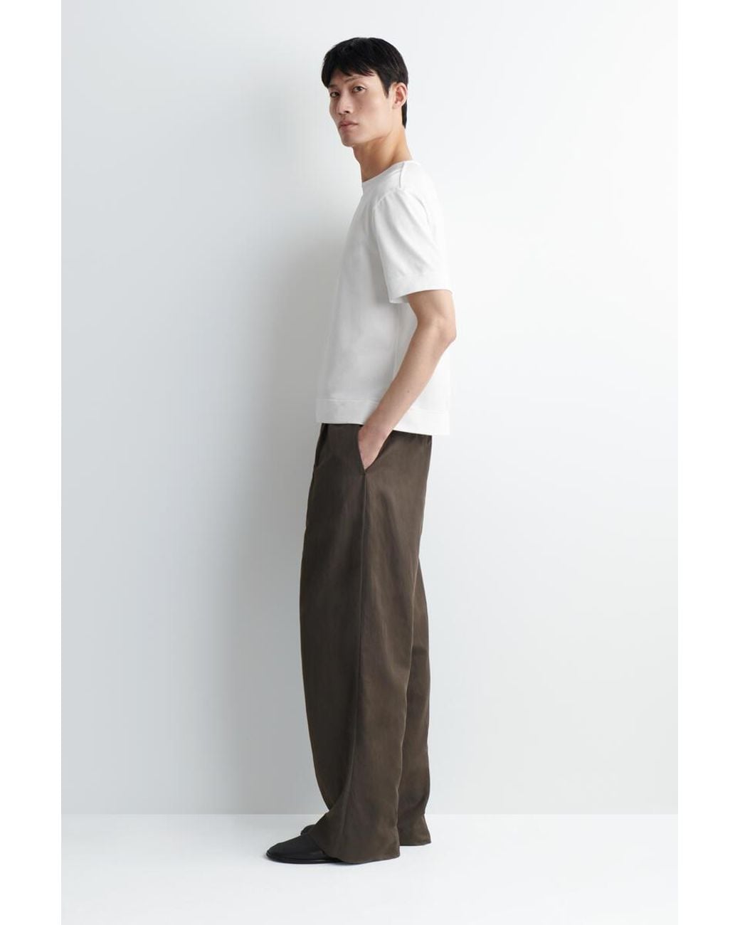 COS White Boat-Neck Cotton T-Shirt for men