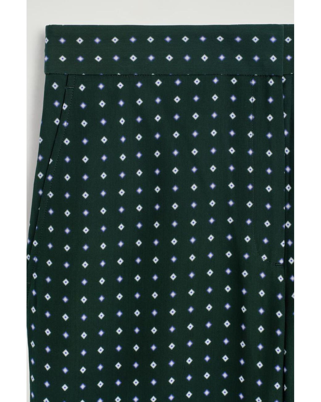 COS Green Geometric-Print Cropped Flared Pants