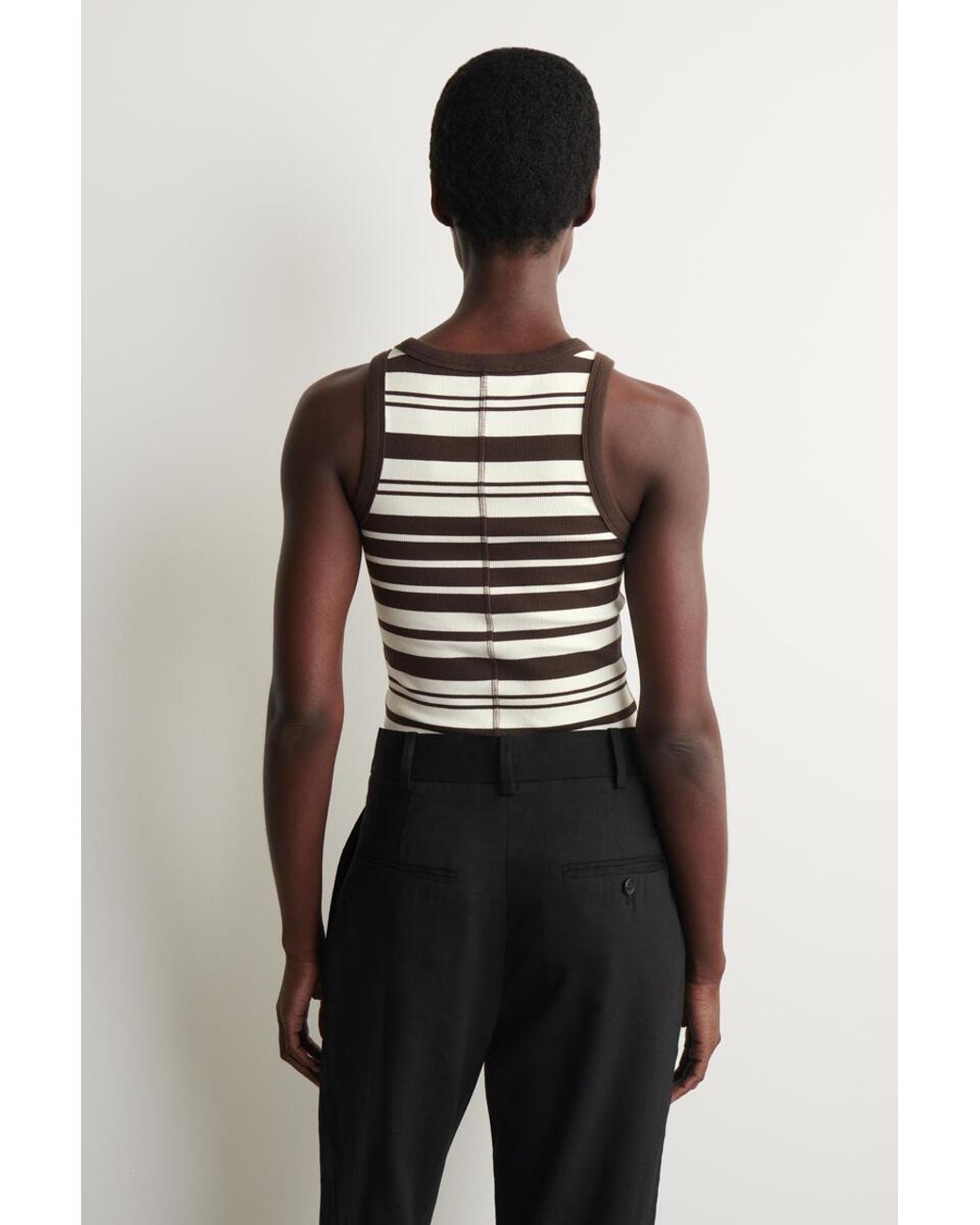 COS Brown Ribbed Cotton Tank Top