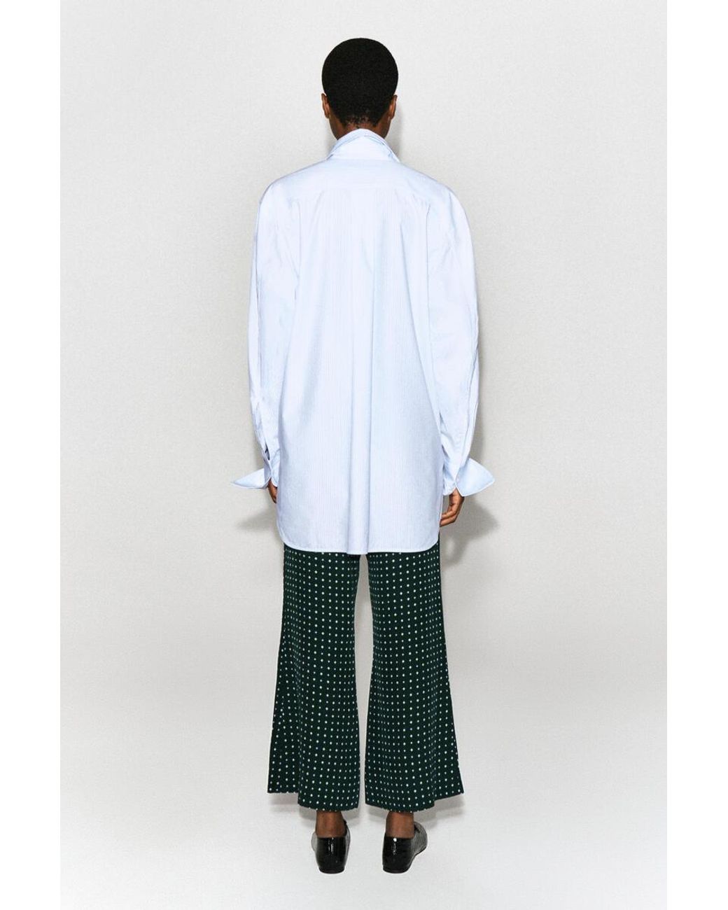 COS Green Geometric-Print Cropped Flared Pants