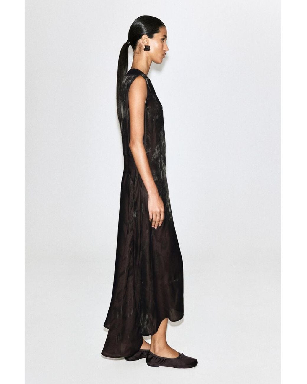 COS Black Animal-Jacquard Midi Dress