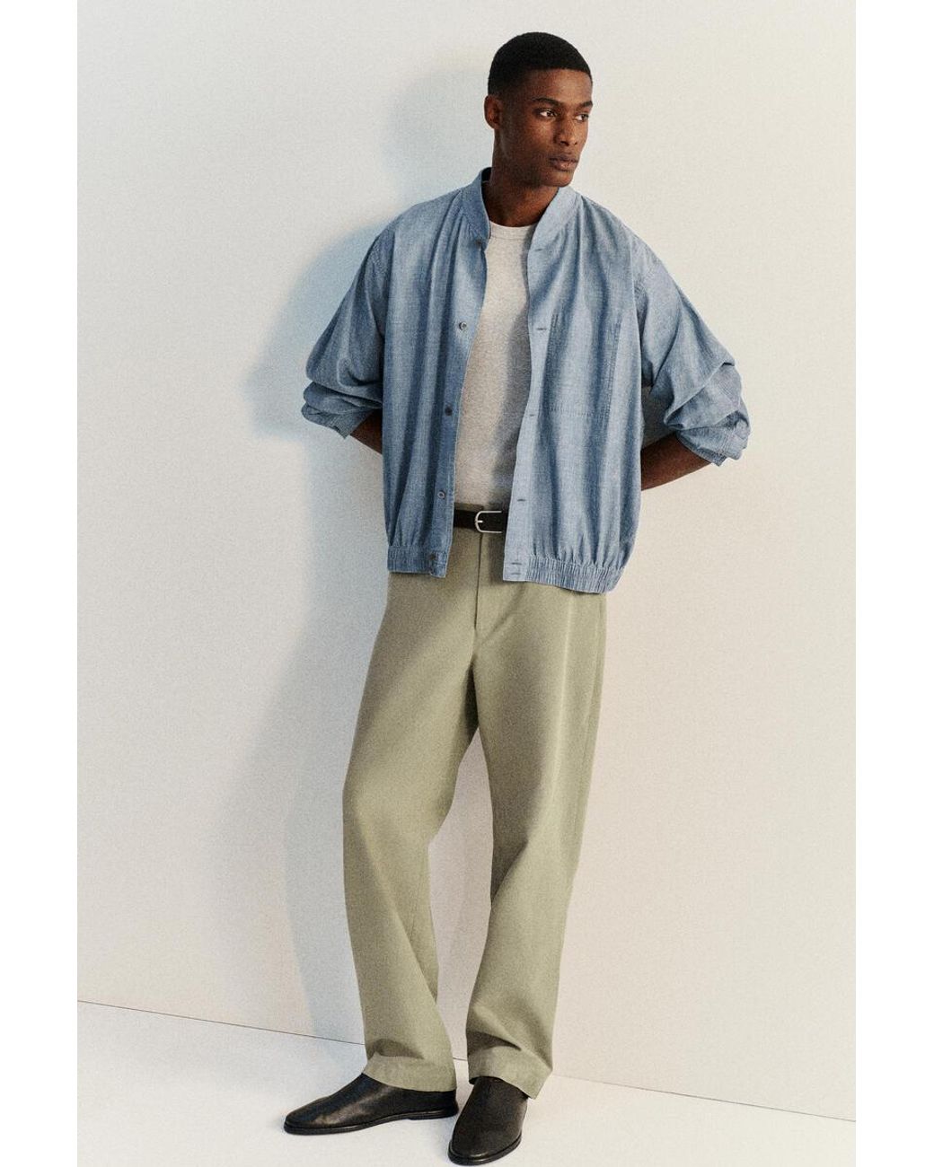 COS Blue Bomber-Style Denim Shirt for men