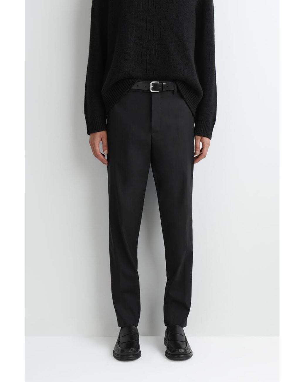 COS Black Wool-Blend Slim-Fit Straight-Leg Trousers for men
