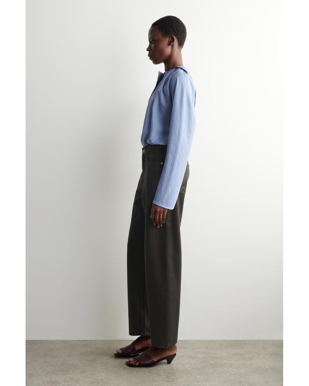 COS Blue Voluminous Pleated Blouse
