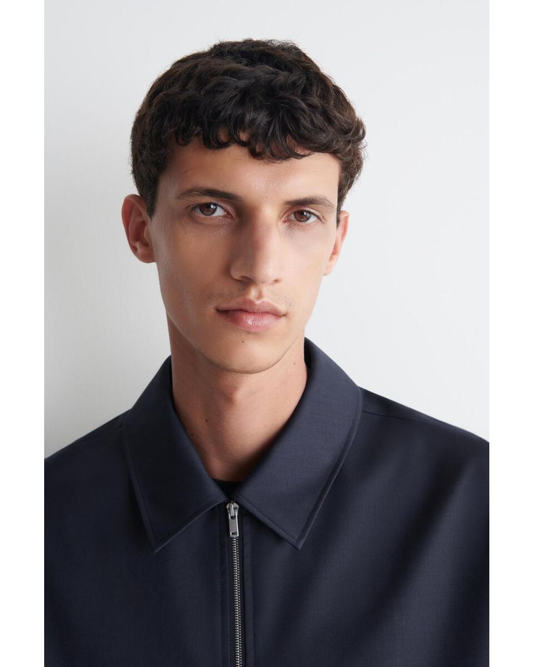 COS Blue Tailored Wool Zip-Up Jacket for men