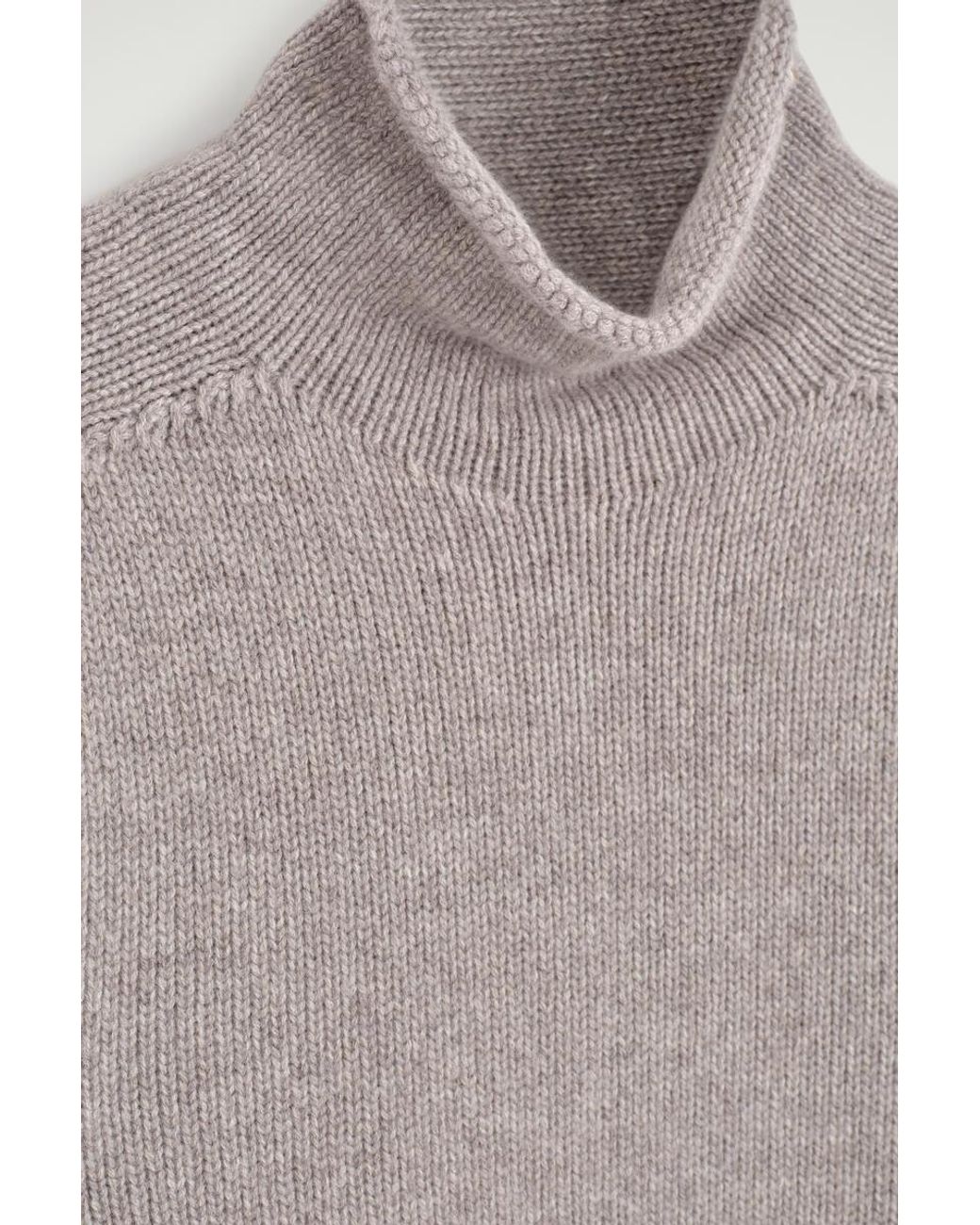 COS Gray Pure Cashmere Funnel-Neck Sweater