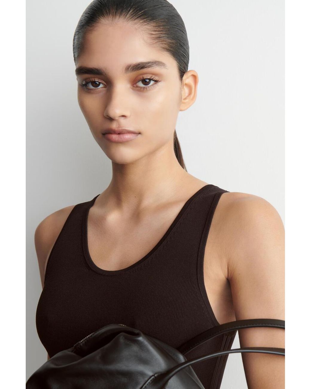 COS Black Knitted Scoop-Neck Tank Top