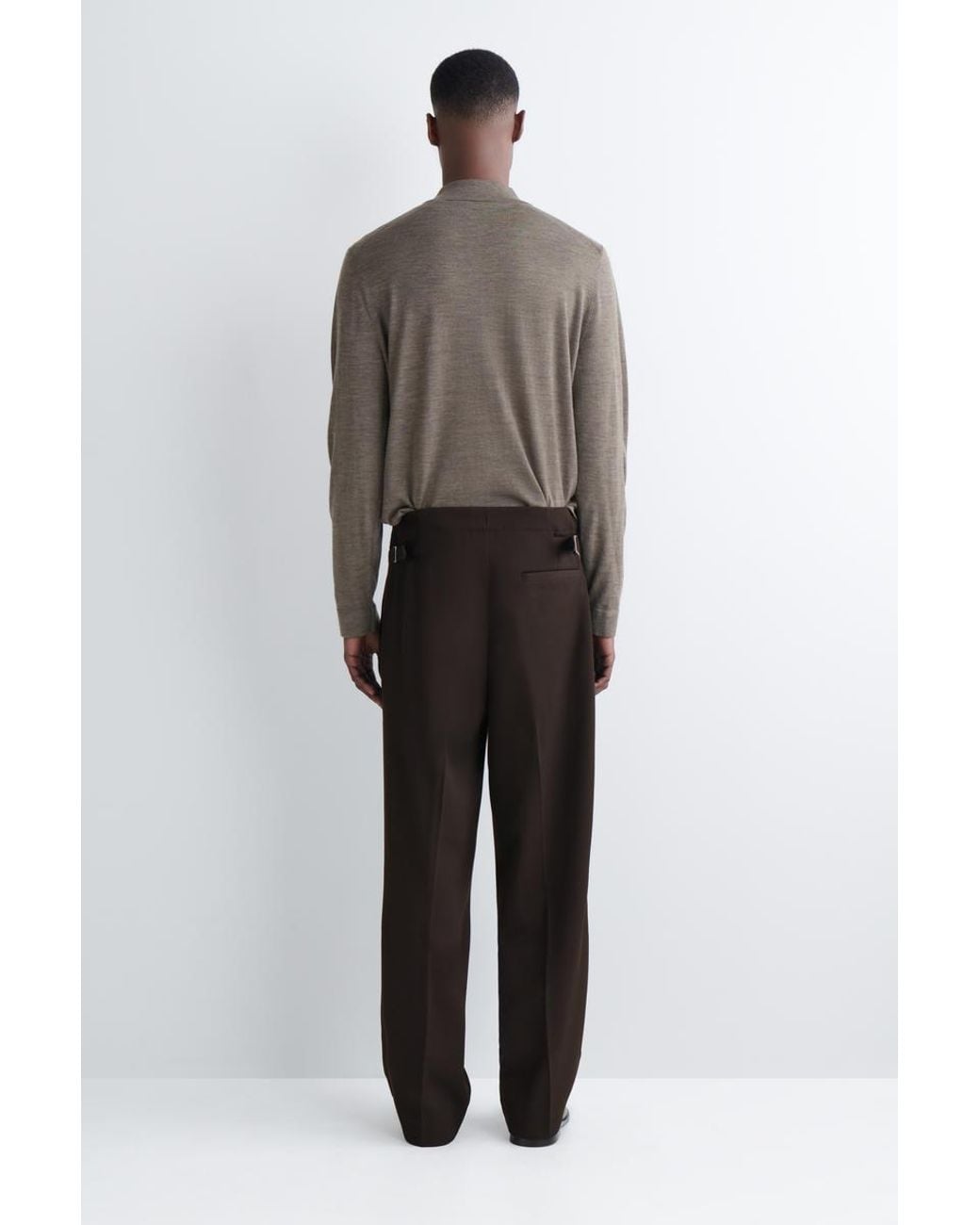 COS Brown Pleated Relaxed-Fit Straight-Leg Trousers for men