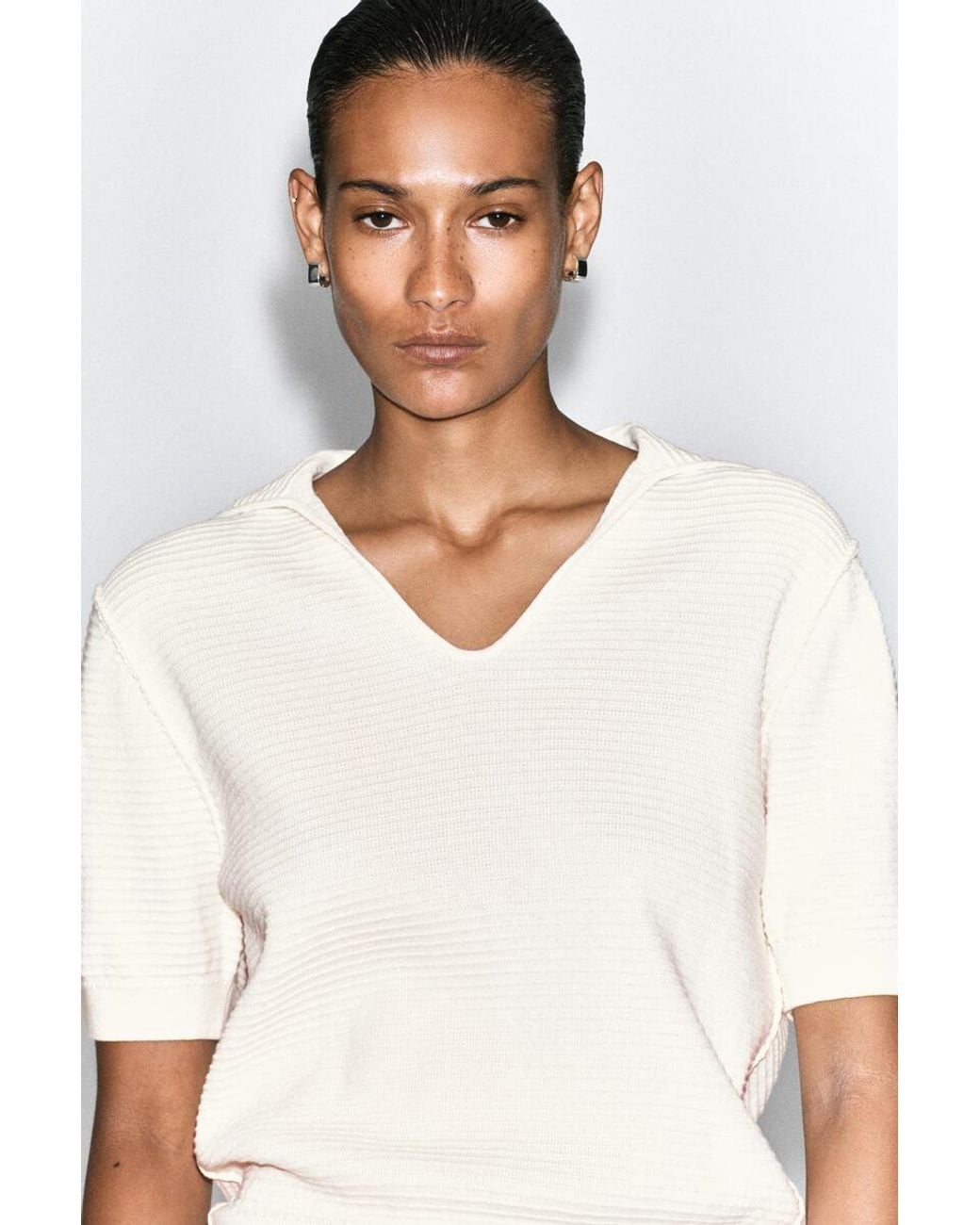 COS Natural Sailor-Collar Knitted Top