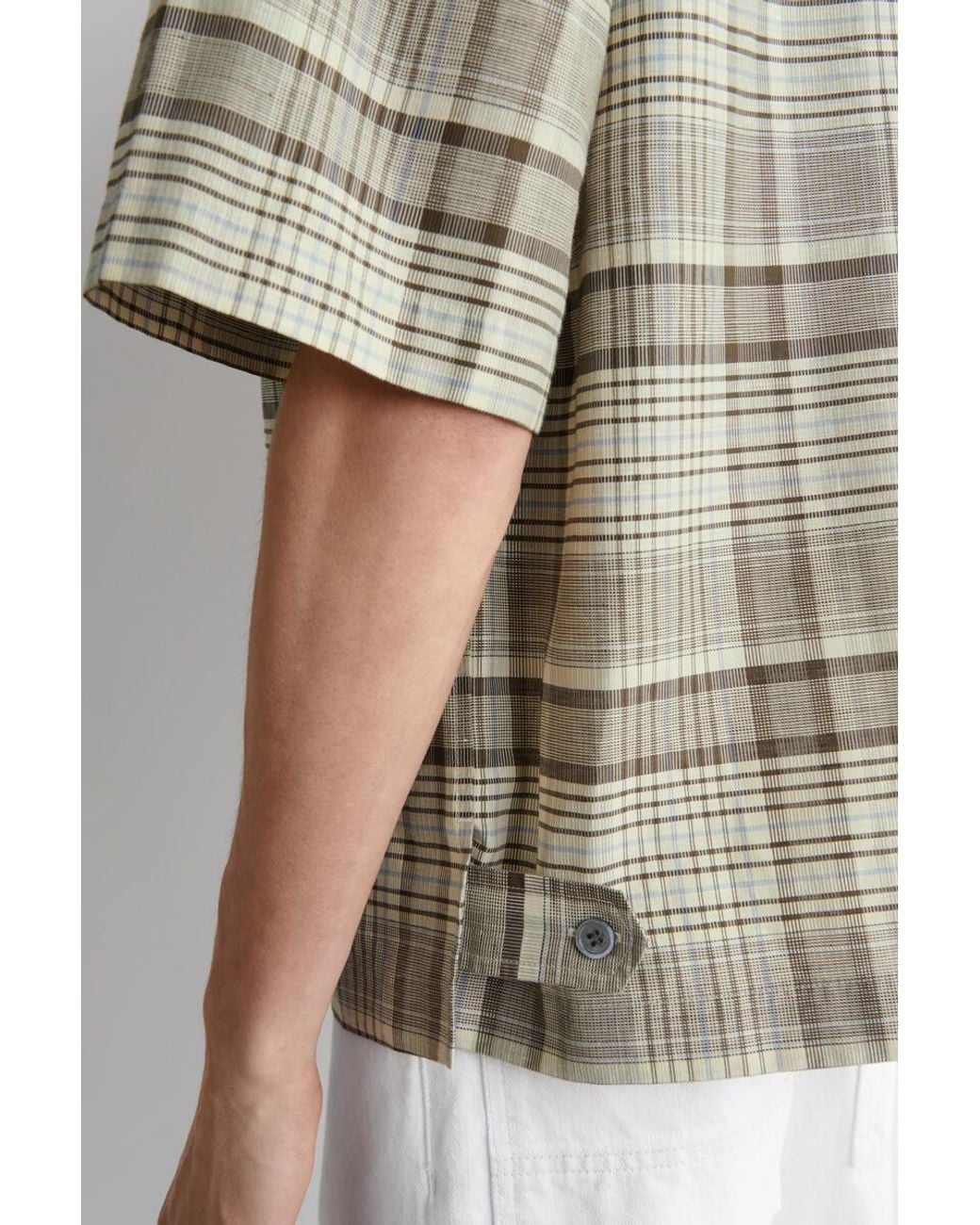 COS Natural Checked Linen-Blend Short-Sleeved Shirt for men