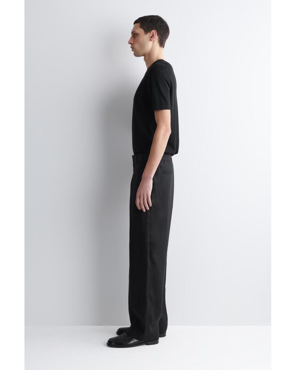 COS Black Linen Relaxed-Fit Straight-Leg Pants for men