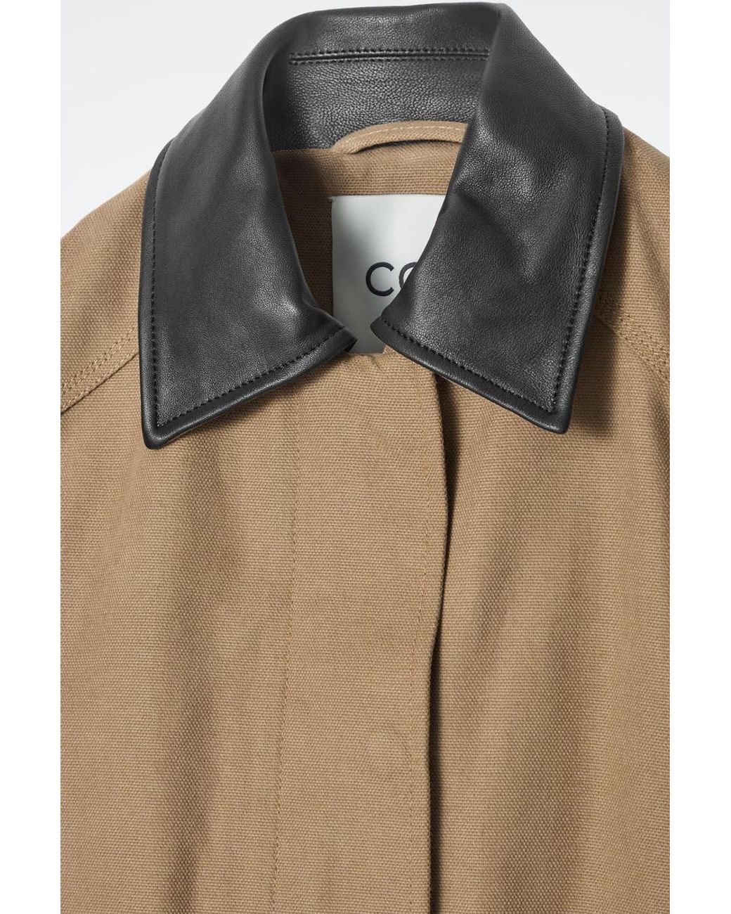 COS Leather-collar Field Jacket in Natural | Lyst