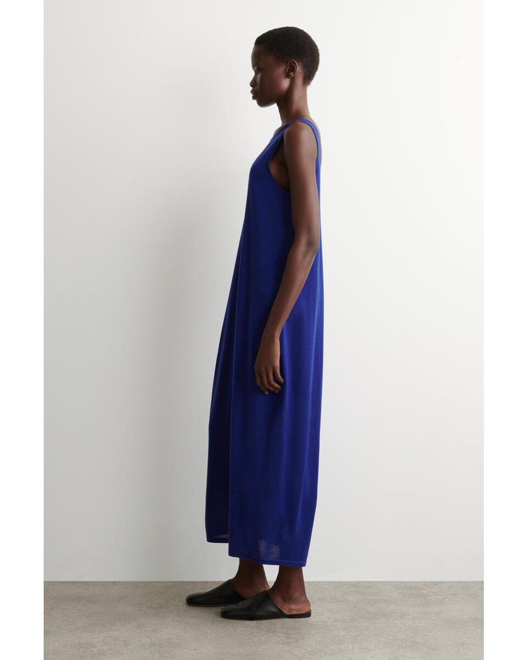 COS Rounded Merino Wool Maxi Dress in Blue