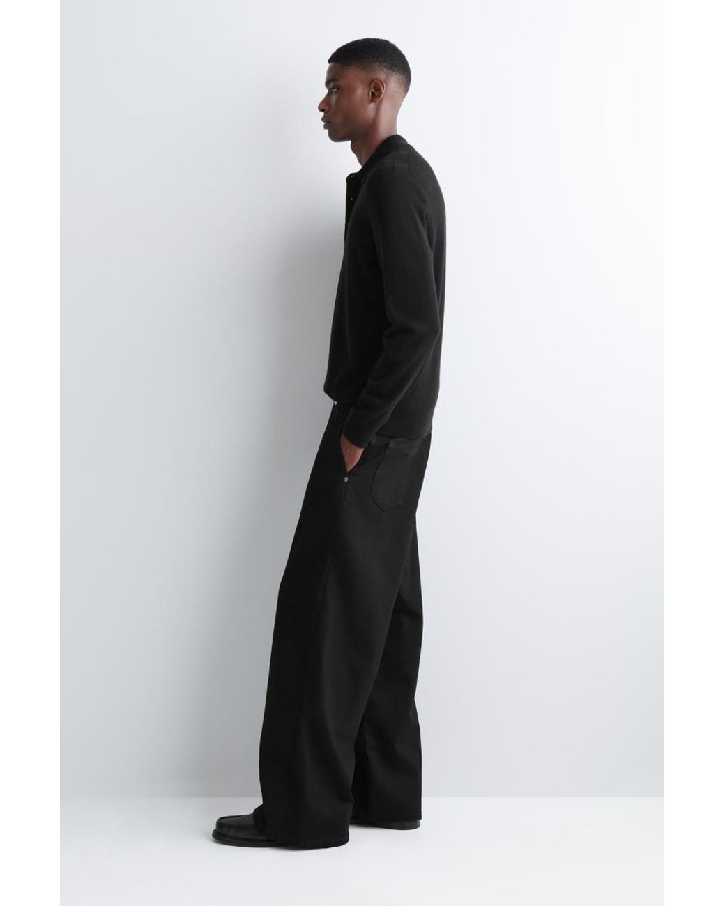 COS Black Oversized Wide-Leg Denim Trousers for men