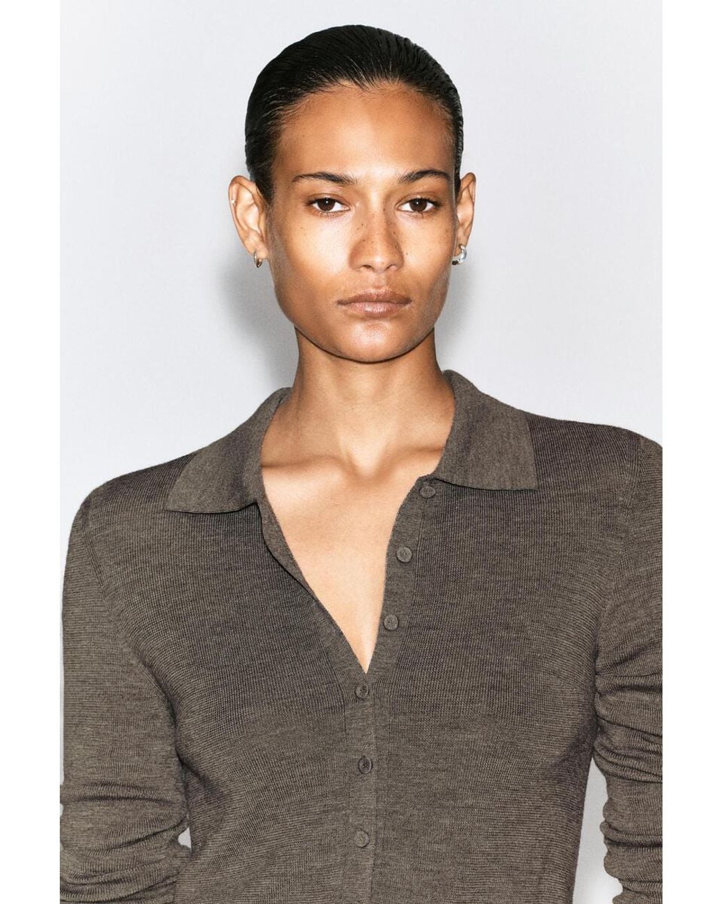 COS Brown Seamless Merino Wool Shirt