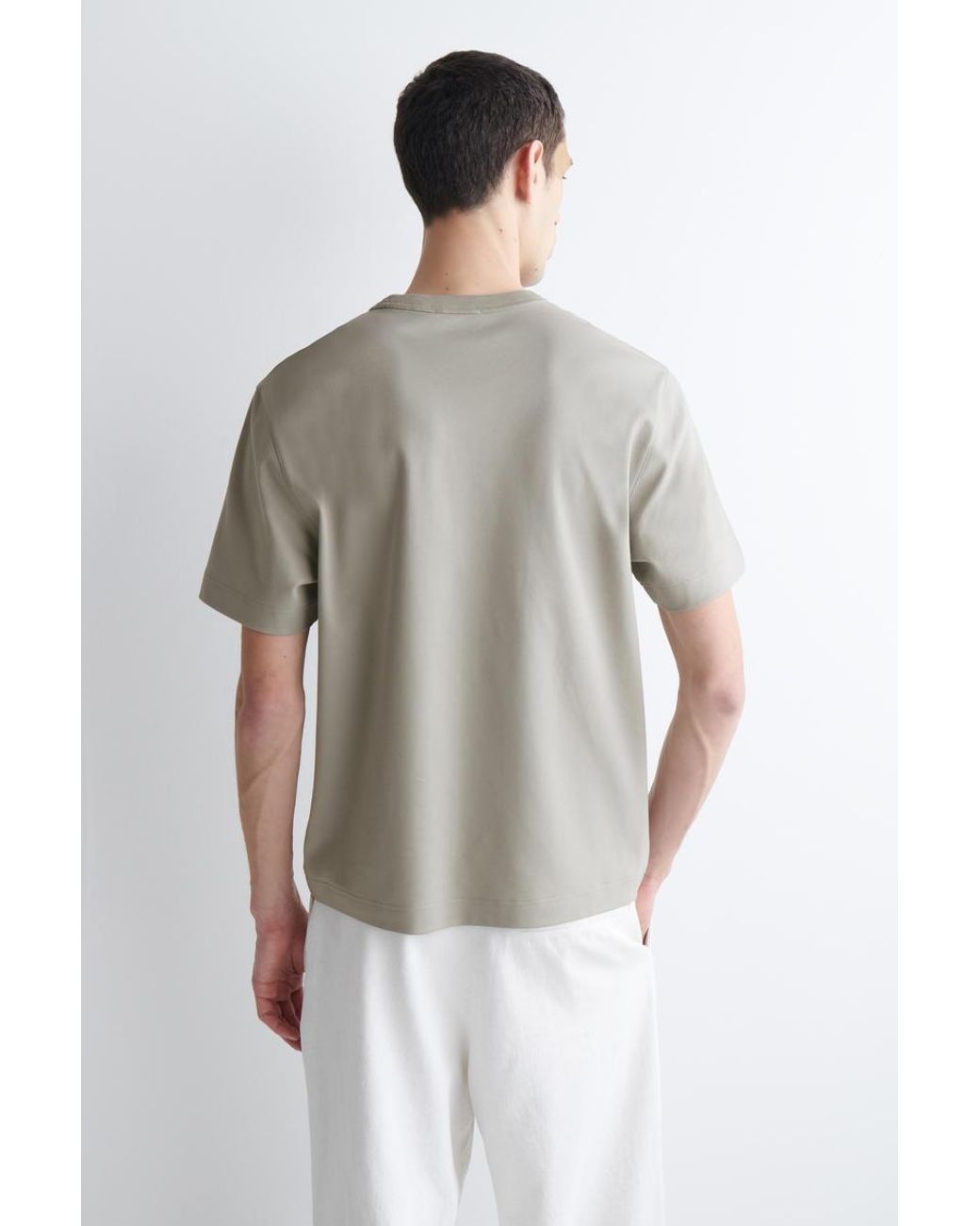 COS Gray Interlock Cotton Crew-Neck T-Shirt for men