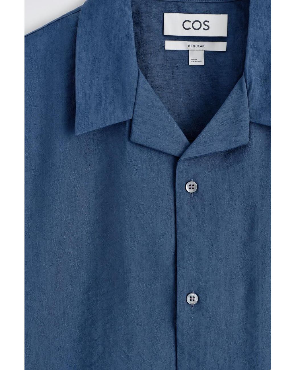 COS Camp-collar Linen Shirt In Blue for men