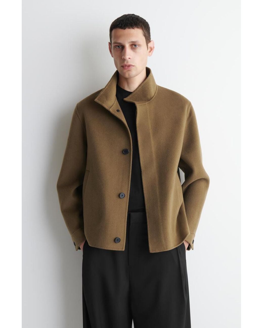 COS Natural Double-Faced Wool Funnel-Neck Jacket for men
