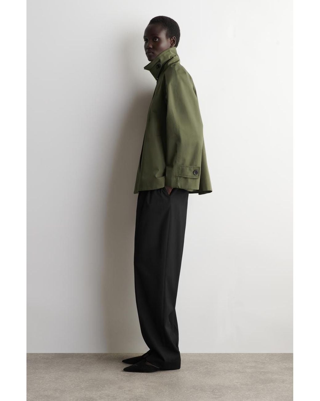 COS Green A-Line Cotton-Twill Jacket