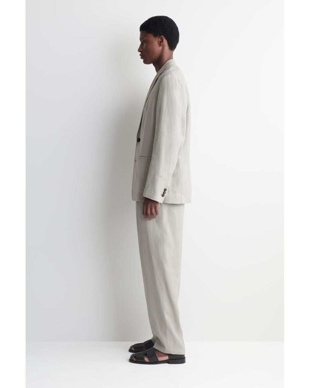 COS Green Single-Breasted Linen Blazer for men