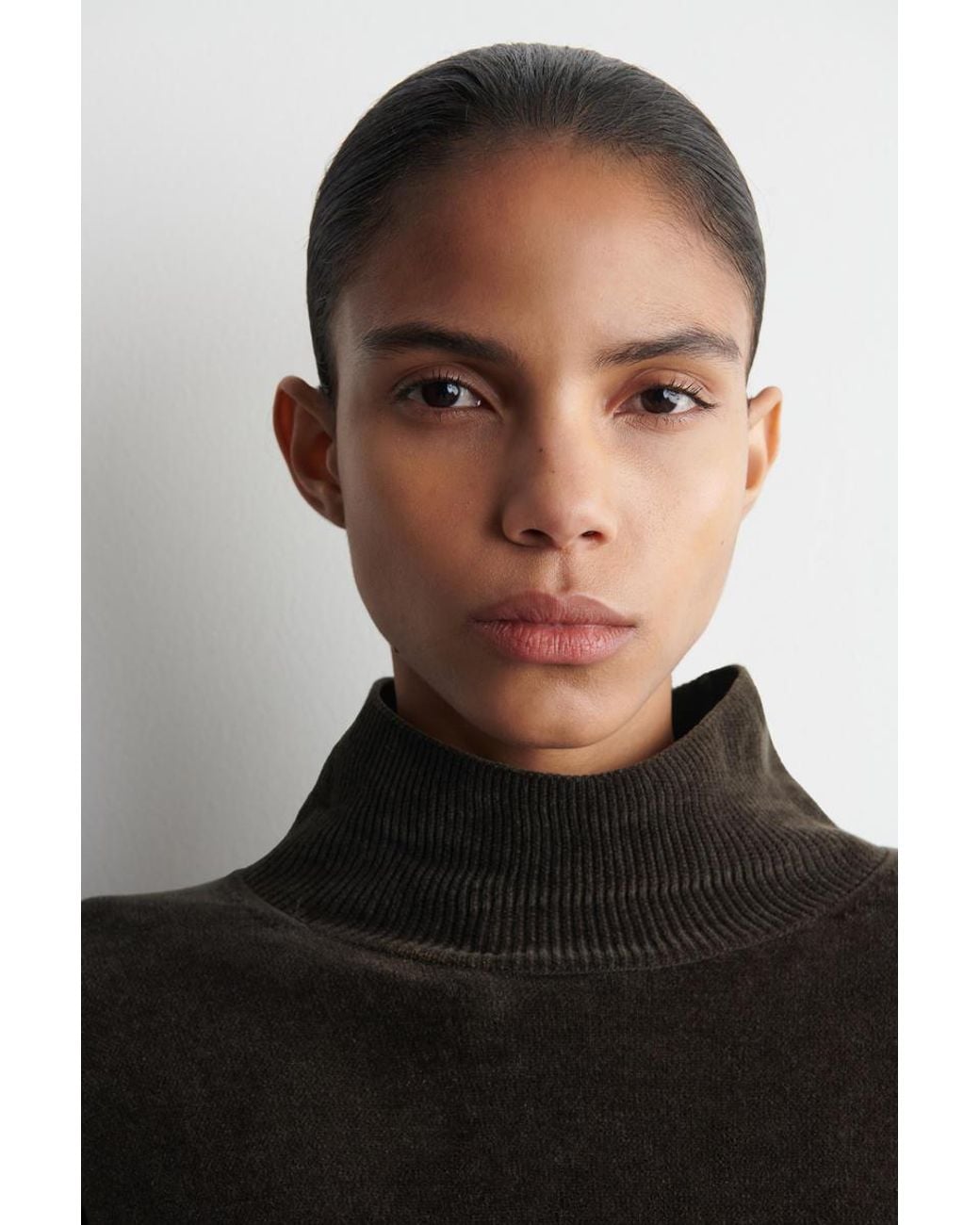 COS Black Chenille Mock-Neck Sweater