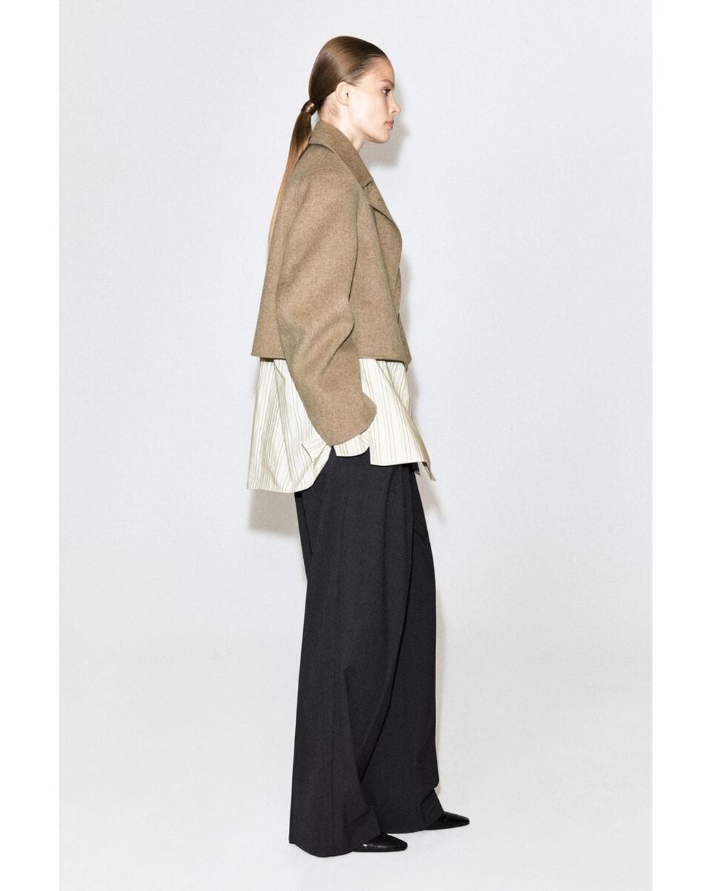 COS Natural Oversized Cropped Double-Faced Wool Jacket